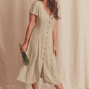Breath of Youth Dress Forum sage green white daisy floral midi cottagecore trad